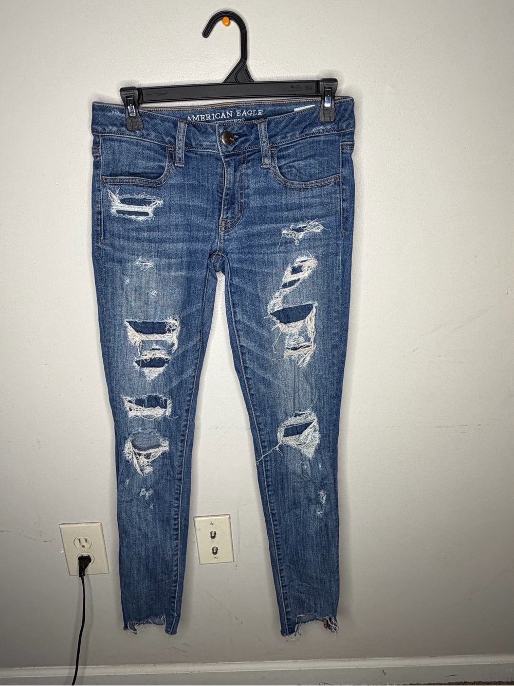 American Eagle Outfitters Women’s Ripped Skinny Jeans - Blue